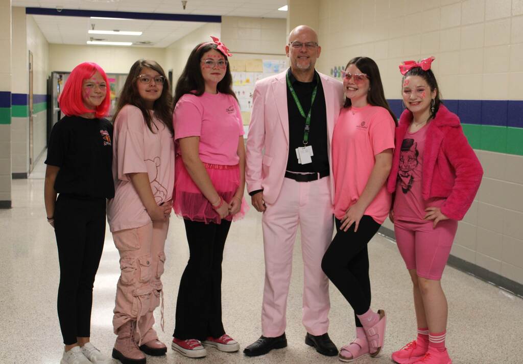 pink out group picture