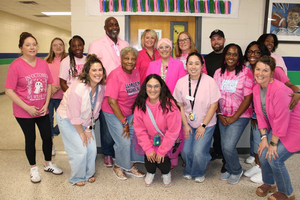 Pink out group picture