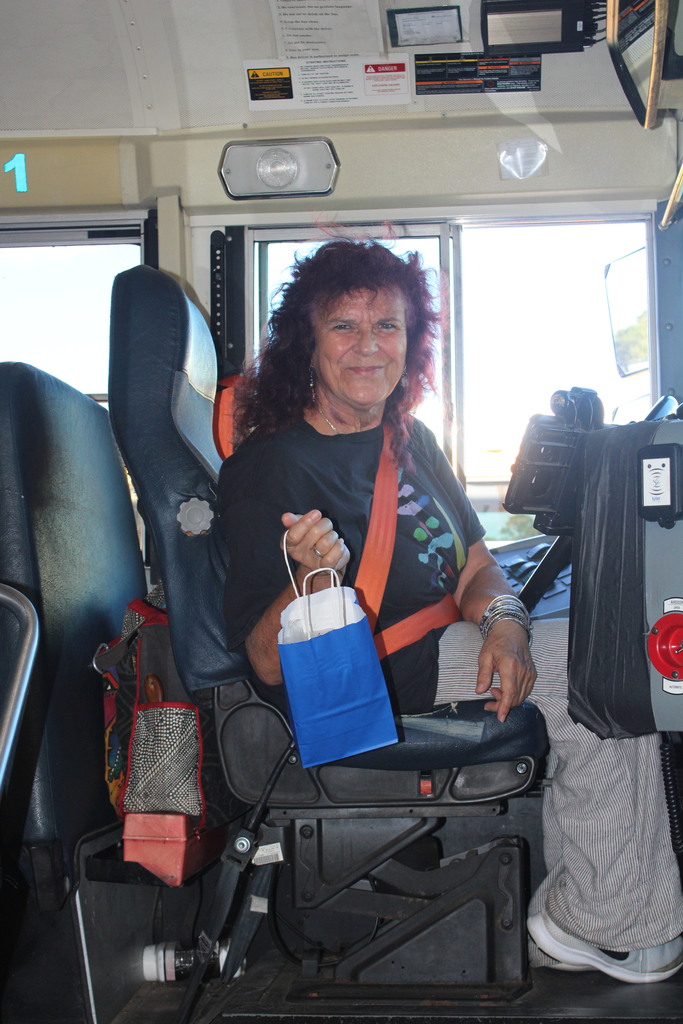Bus driver with gift