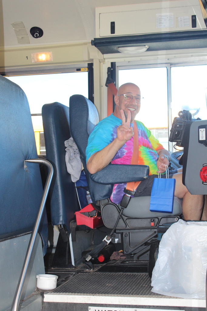 Bus driver with gift