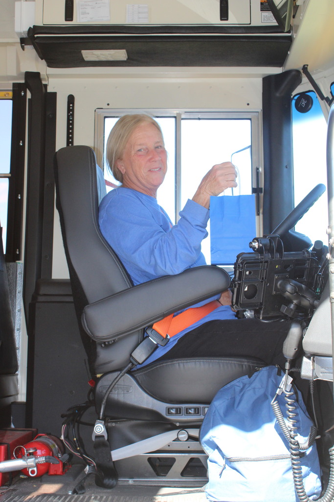 Bus driver with gift