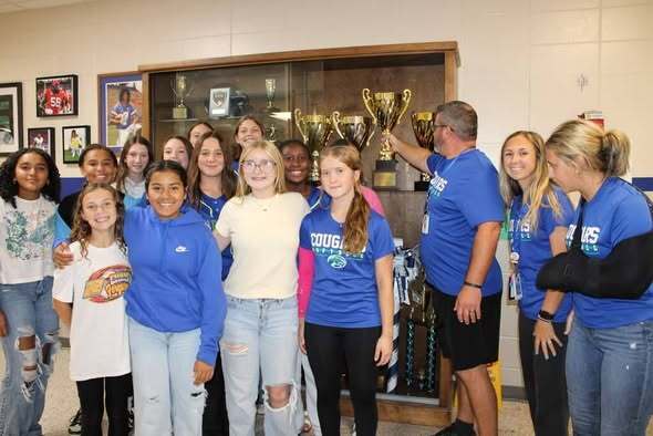 🏆✨ Pretty soon we’re going to need a bigger trophy case at CMS! 🏐🥎 We had the absolute honor of helping our Lady Cougar Softball and Volleyball teams (and their amazing coaches!) place their newest hardware on display! 🎉 🙌 Huge applause to Volleyball for taking home Region Runner-Up 🥈 and to Softball for fighting to the very end to bring home the Championship title for the SECOND year in a row! 🏆🔥 Way to go, Cougars! We are SO proud of you! 🐾💙💛 #BElieveinCAMDEN #WeAreCamden