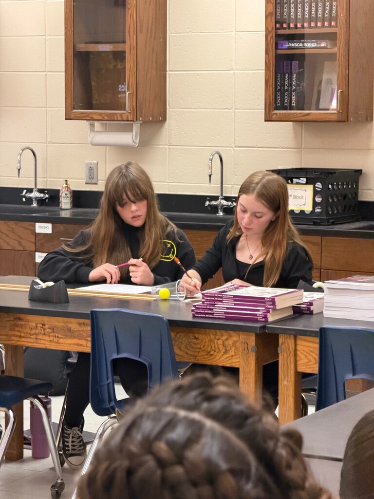 Students working on physical science labStudents working on physical science lab