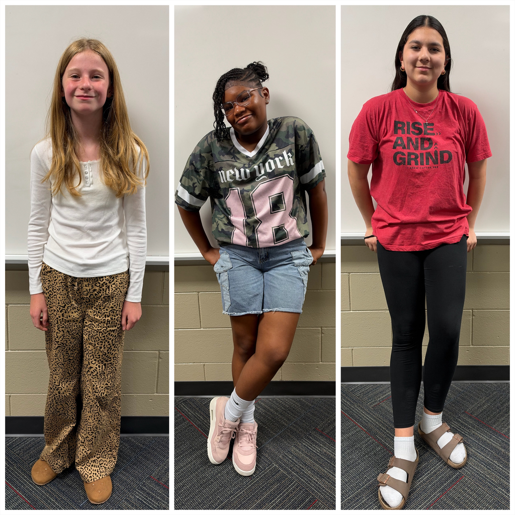 PBIS winners for this week. 6th Grade: Hayden Durham 7th Grade: Addison Biggers 8th Grade: Cecilia Villafranca