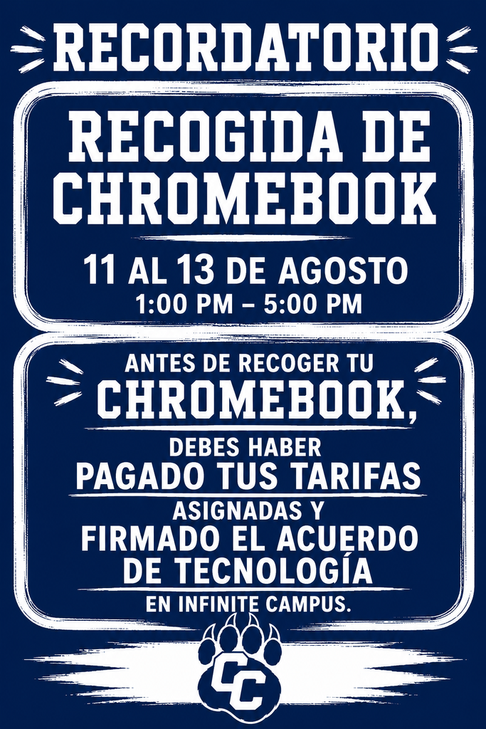 Reminder Chromebook Pickup Spanish