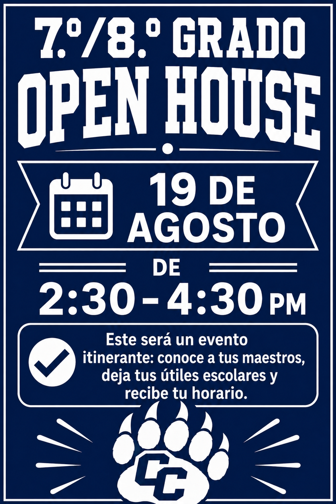 Open House for 7th and 8th Graders Spanish