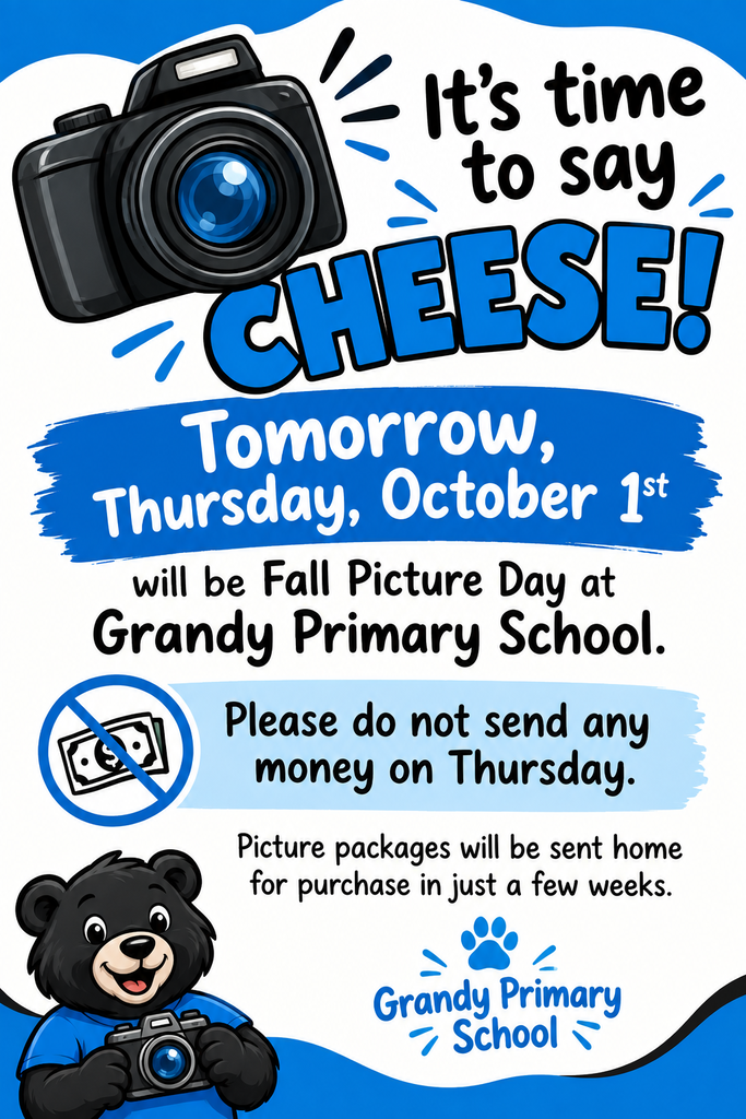 Picture day Thursday, October 1st flyer with bear and camera