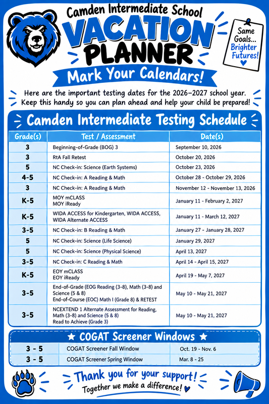 Testing calendar
