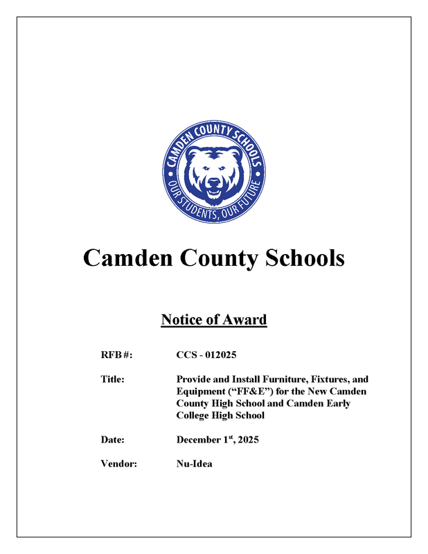Notice of Award: Nu-Idea