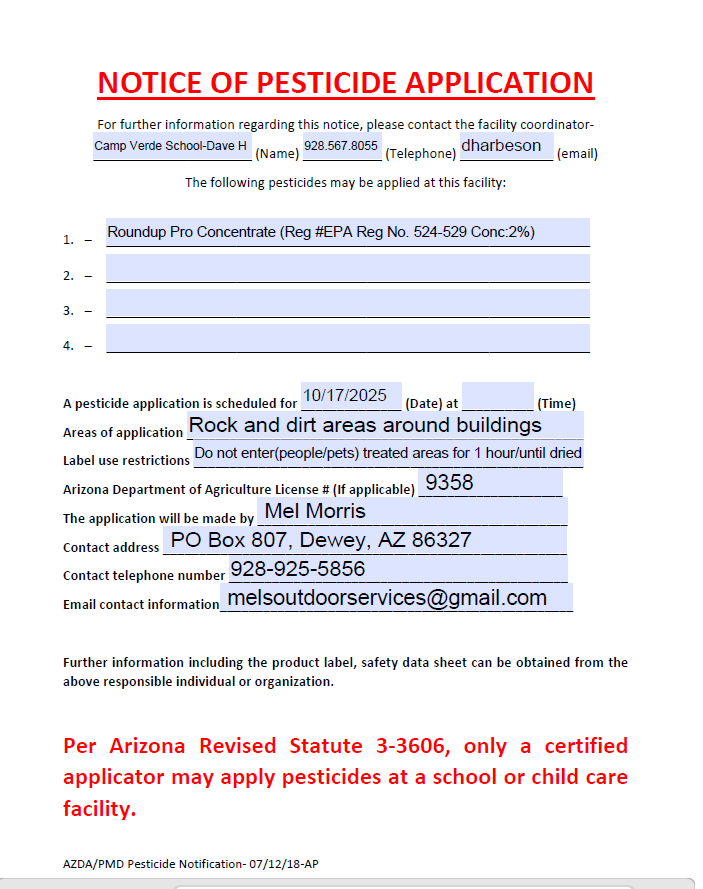 pesticide application notice 10-17-2025