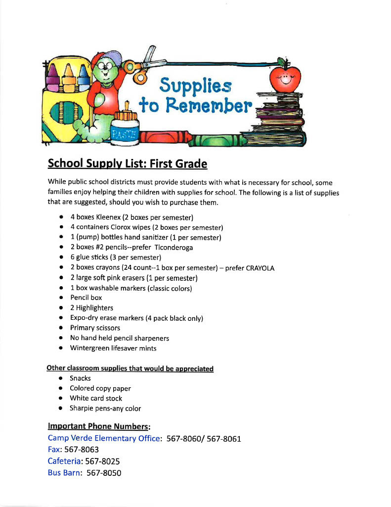 First Grade Supply List 25/26