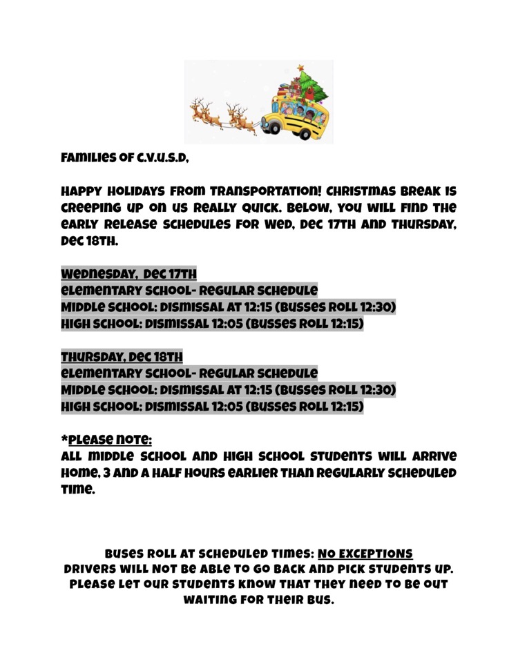 early release Xmas 25/26