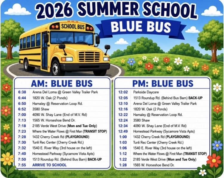 2026 Summer School Route: Blue Bus
