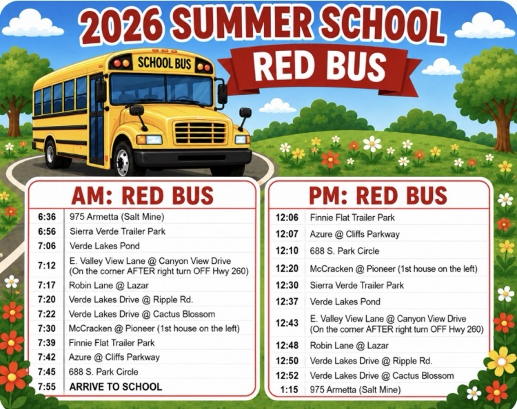 2026 Summer School Bus Route: Red Bus
