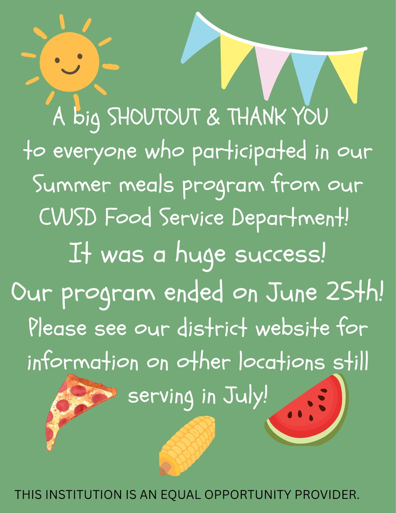 Summer Meals End Notice