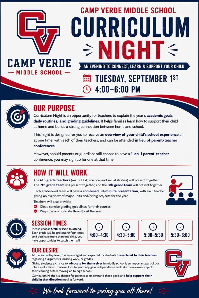 Camp Verde Middle School Curriculum Night