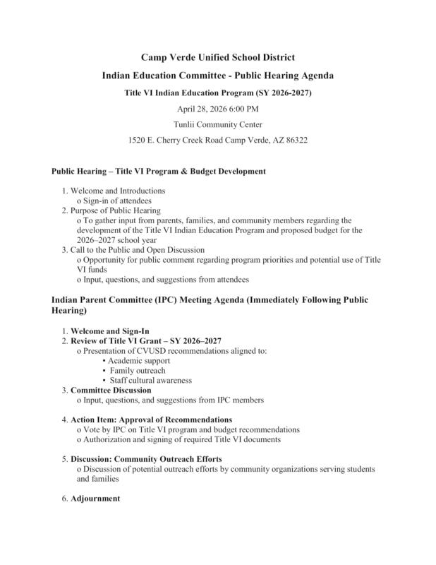 Agenda 4-28-2026 Indian Parent Committee Meeting Agenda