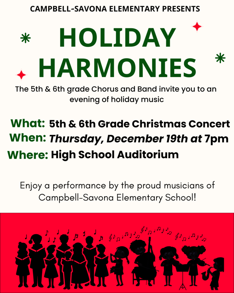5th and 6th Grade Holidya Concert Flier