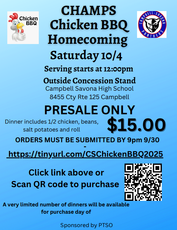 Homecomine Chicken BBQ Flier