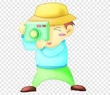 cartoon man taking picture in a yellow hat