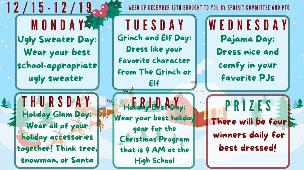 CS Elementary spirit week flier