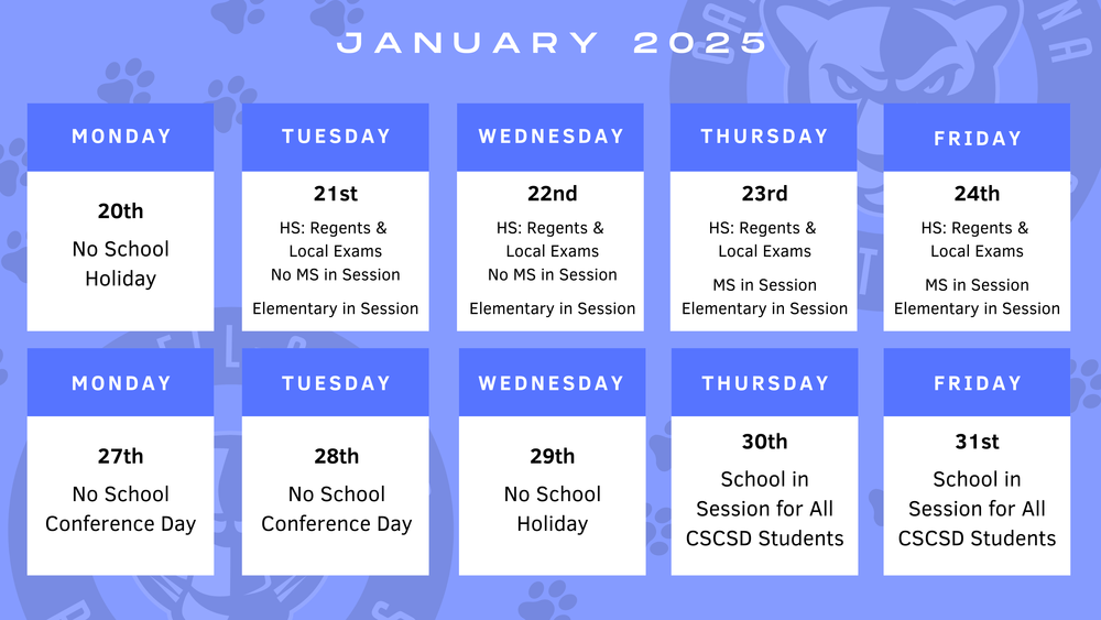 School schedule for January