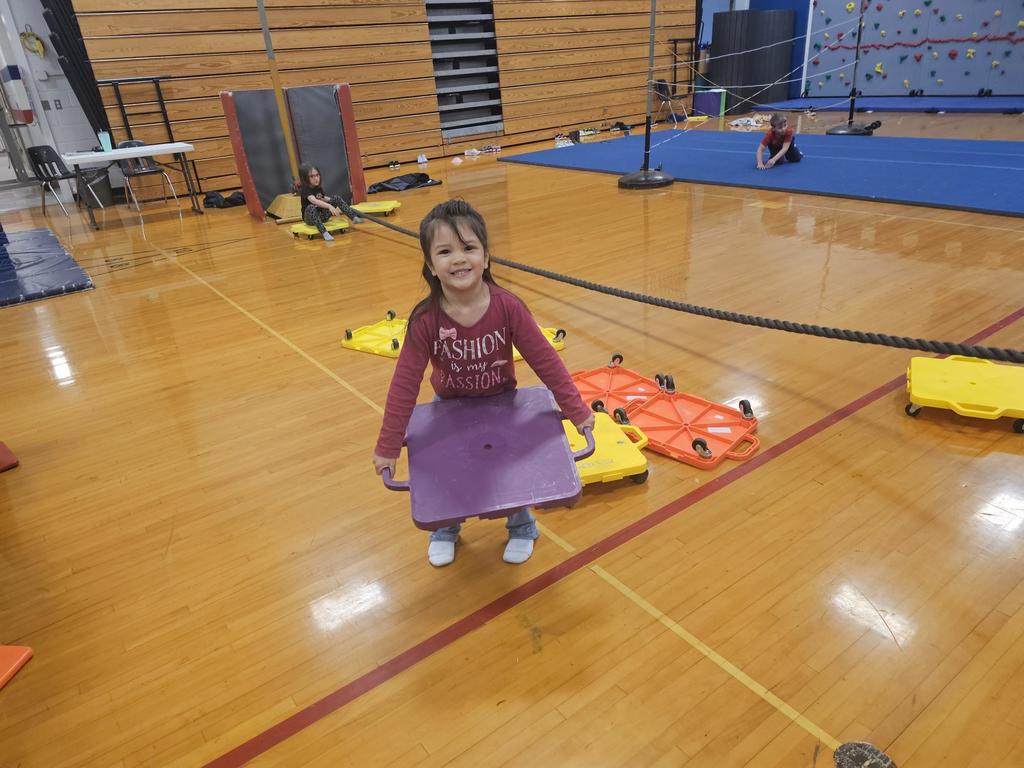 Students in PE walking in an obstacle course