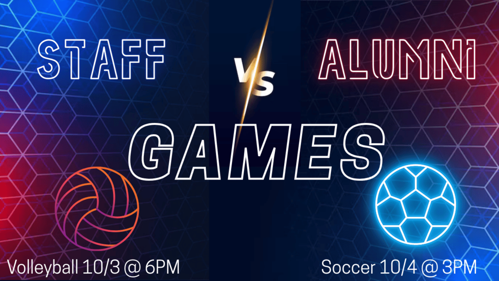 Staff vs alumni graphics flier