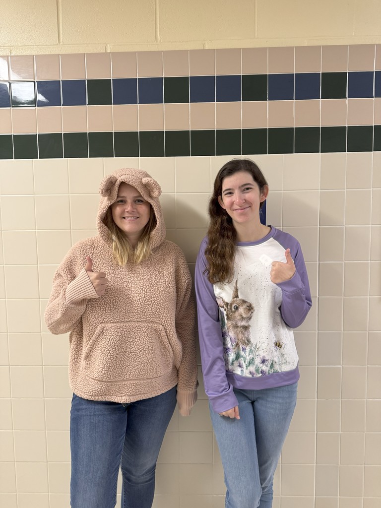 Two teachers dressed for spirit week.