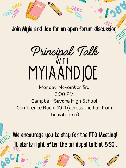 Principal Talk flier to meet the principals