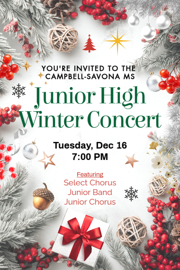 Junior High Winter concert flier
