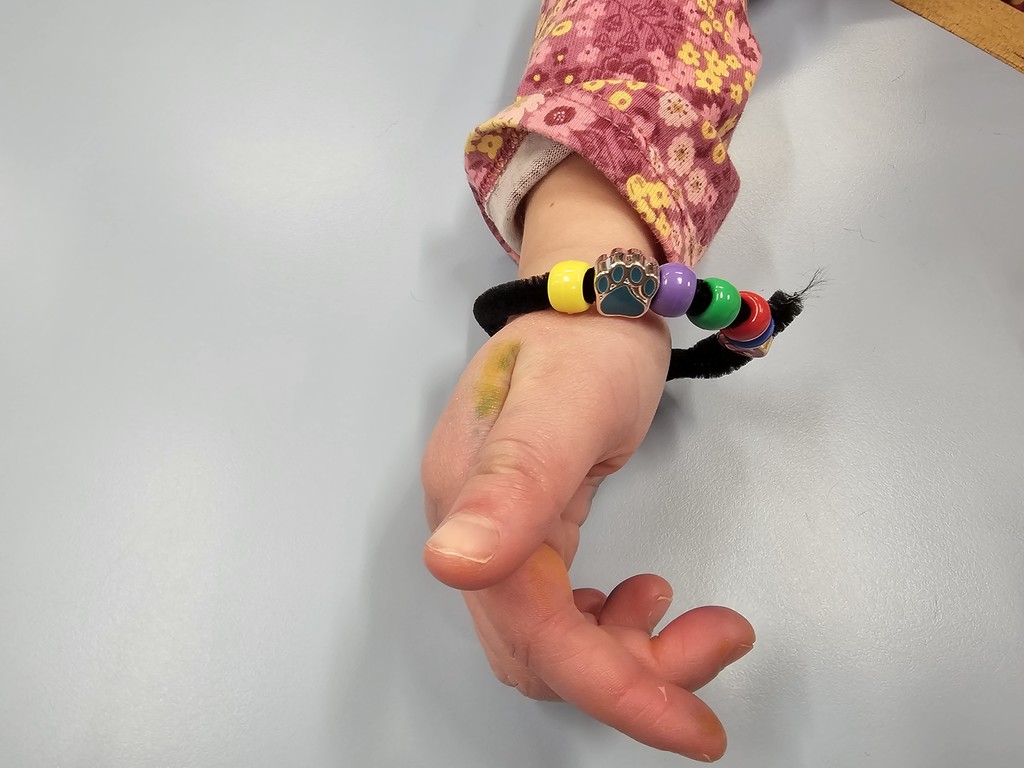 Bracelet made by student with a panther paw