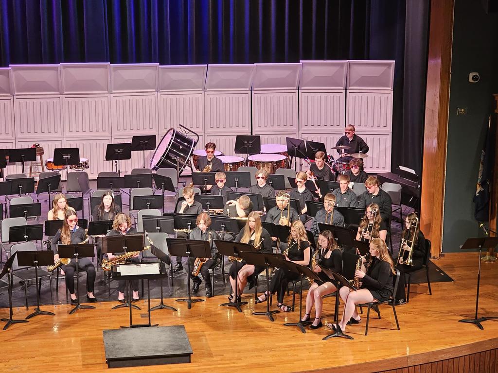 HS Jazz band on stage wearing black