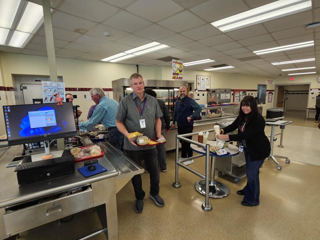 BOE members in lunch line