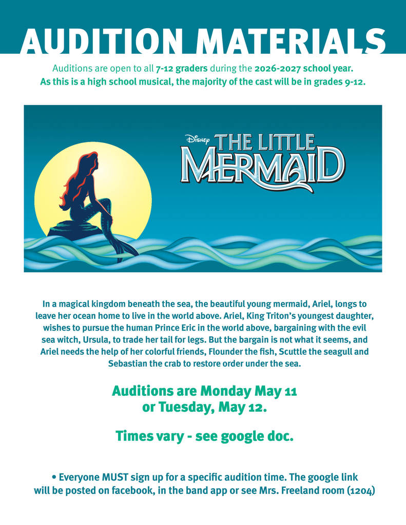 Little Mermaid auditions flier