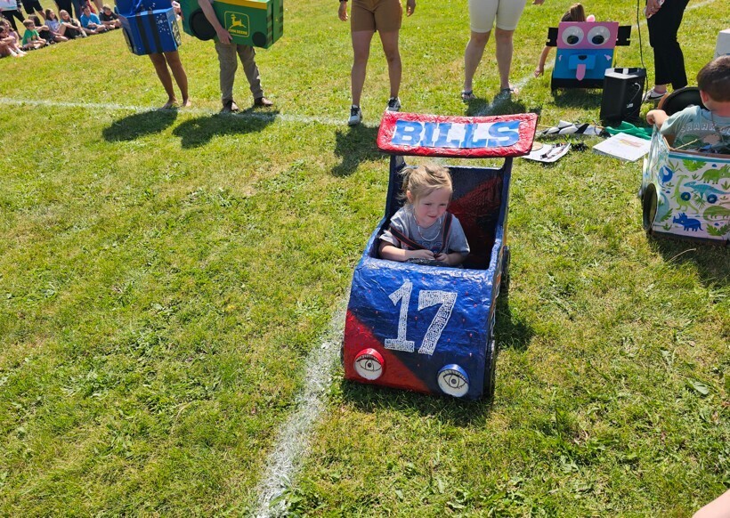 Bills cardboard race car
