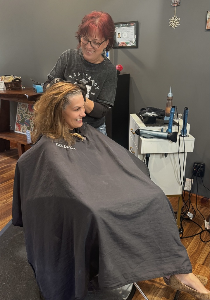 Girl cutting hair