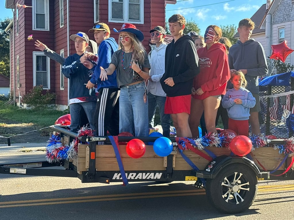 Parade float with people on it
