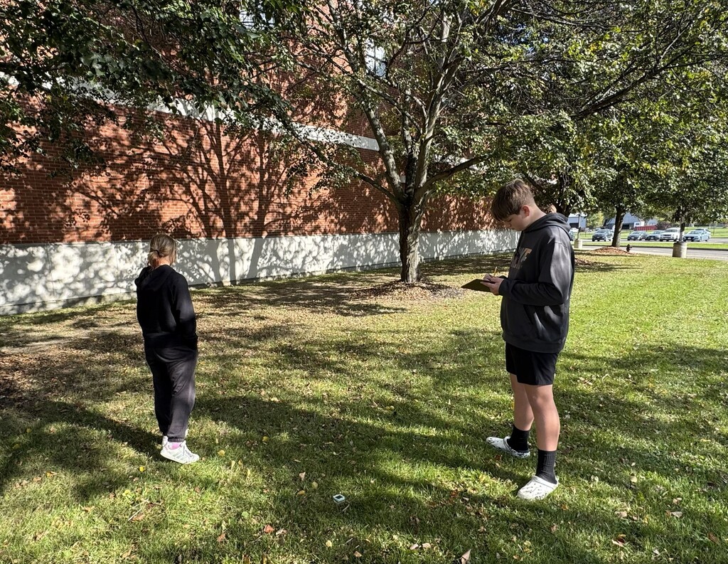 Students working outside