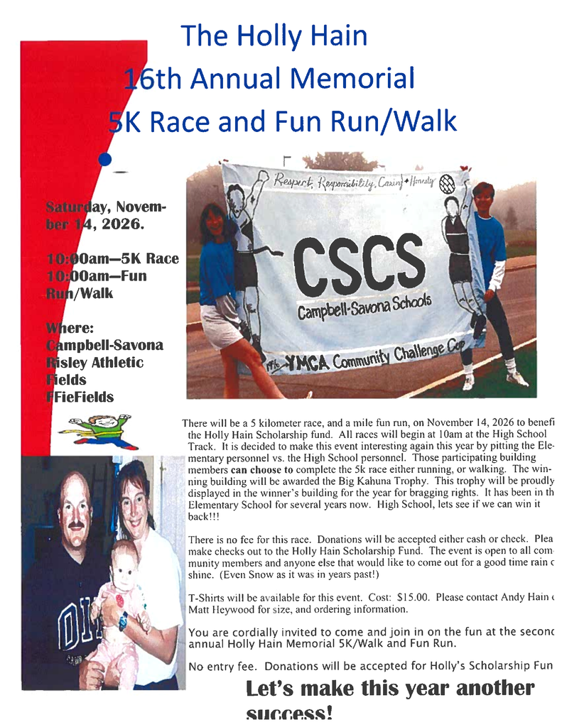 Holly Hain memorial run flier