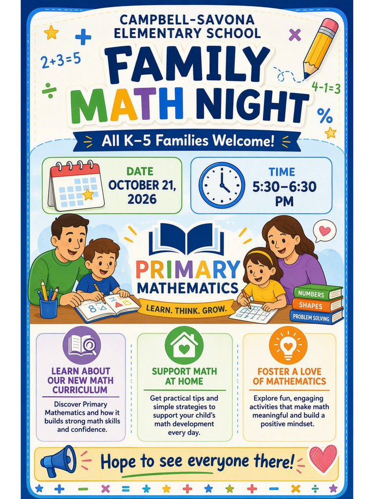 Family math night flier