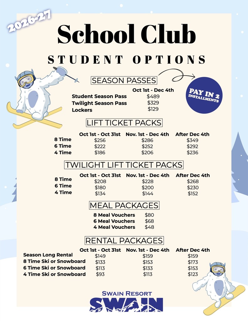 Ski Club options flier