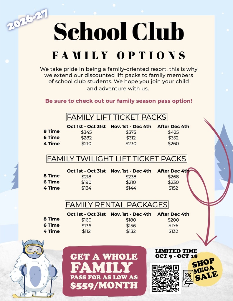 Ski club family options flier