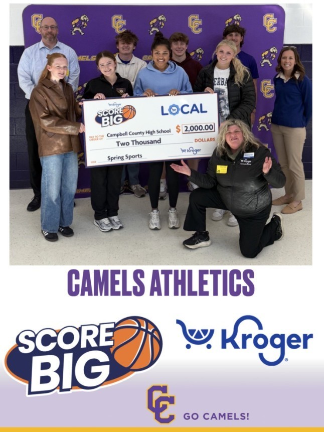 Kroger "Score Big" Donation to Camels Spring Sports 