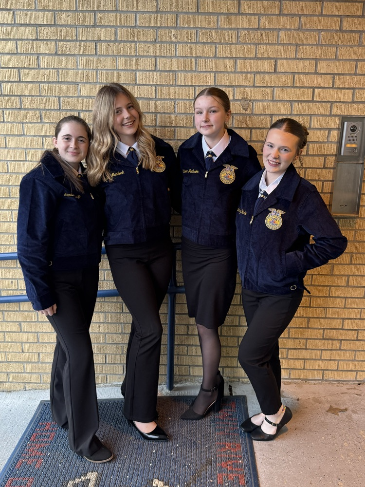 Annabelle Olinger, Jaska Maddock, Addi Jackson and Lauryn Burke served as our FFA Knowledge team placing 7th at area and 14th at district  