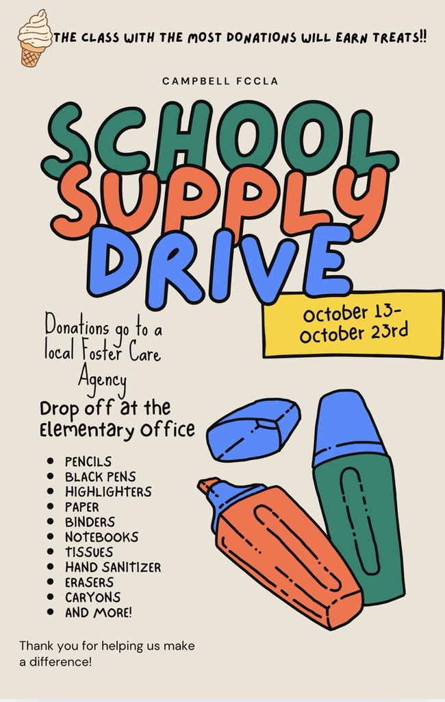 FCCLA is asking grades prek-3rd grade to participate. 