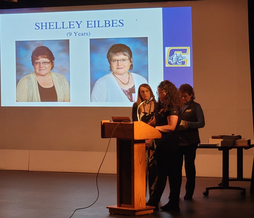 Picture of Shelley Eilbes presented by Dr. Sally Kellman and Shanda Cerny