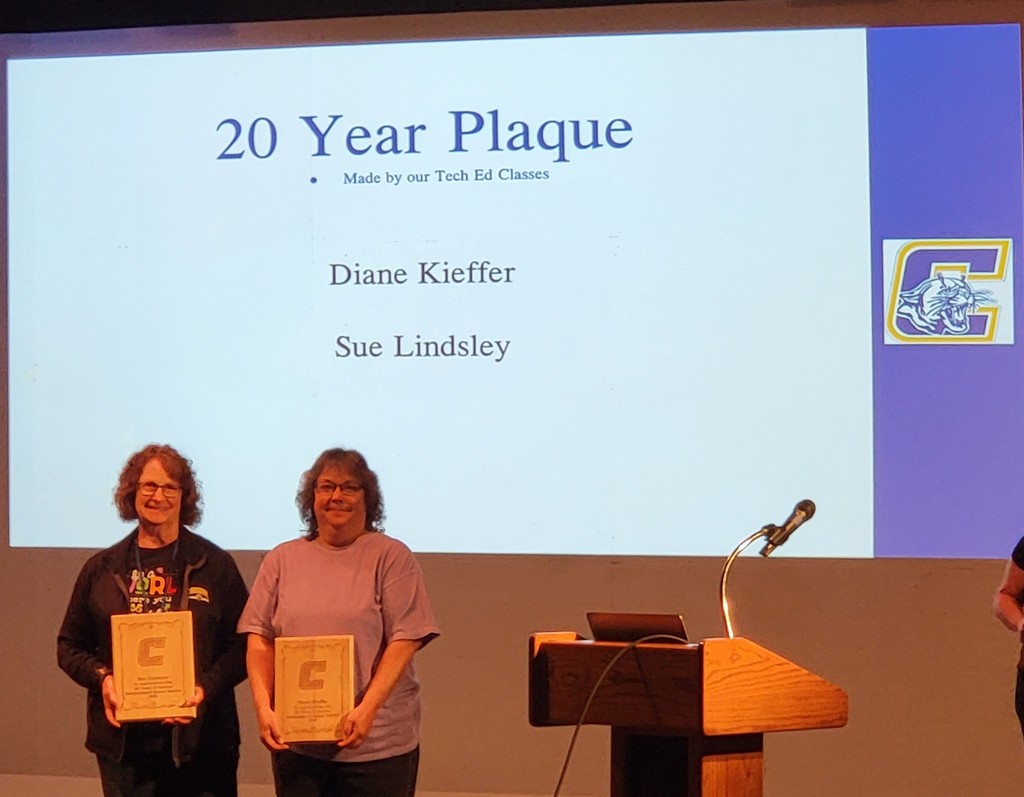 Picture of 20 year service awards Diane Kieffer and Sue Lindsley