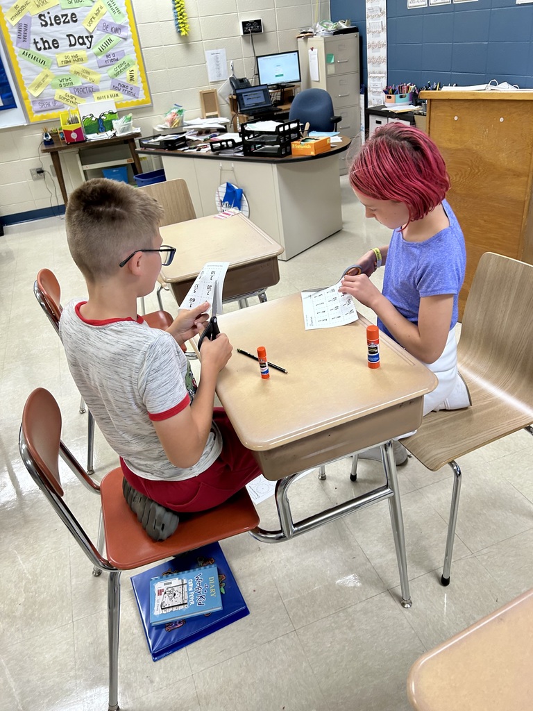 Students working on fractions activity