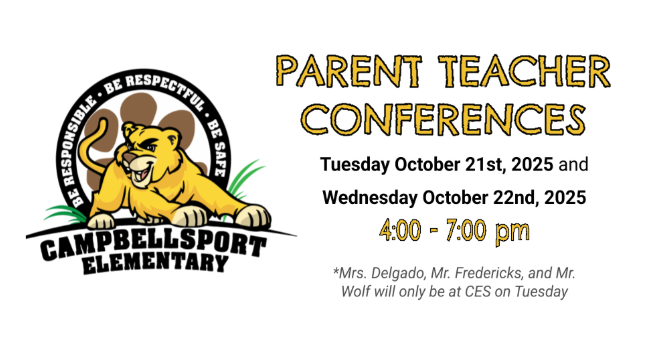 Parent teacher conferences are October 21st and 22nd from 4-7pm